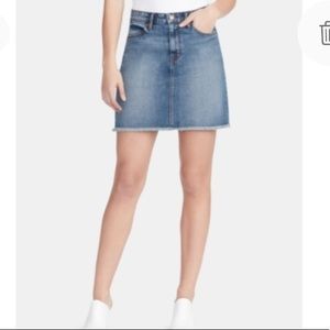 NEW William Rast Denim Jean Raw Hem Mini Skirt, Size 32, Blue